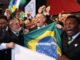 President Lula, COB president Carlos Arthur Nuzman and Pelé celebrate as Rio wins its bid to host the 2016 Olympics