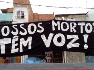 Banner expressing commitment of the mothers to speak out: "Our dead have a voice!"