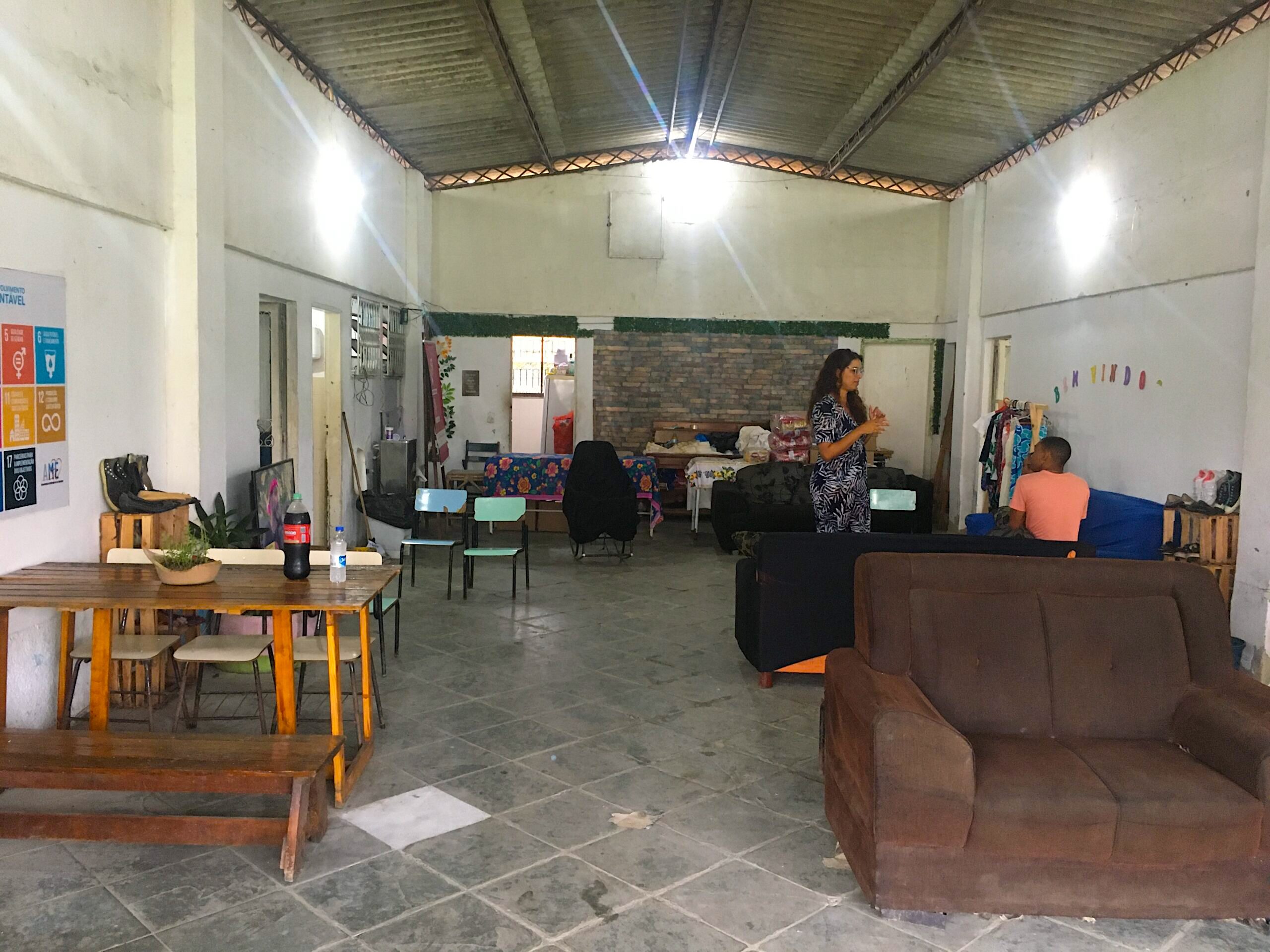 The main room of A.M.I.G.A.S.'s headquarters, located at the Engenho Residents' Association (A.M.E.). Photo: Ben Bildsten