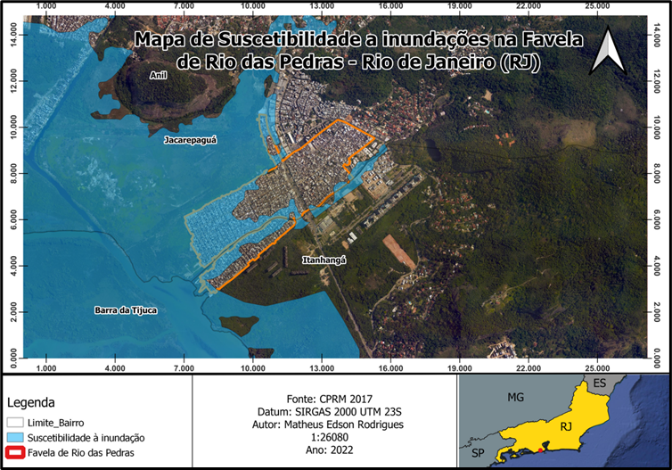 Flood Susceptibility Map for the Rio das Pedras favela.