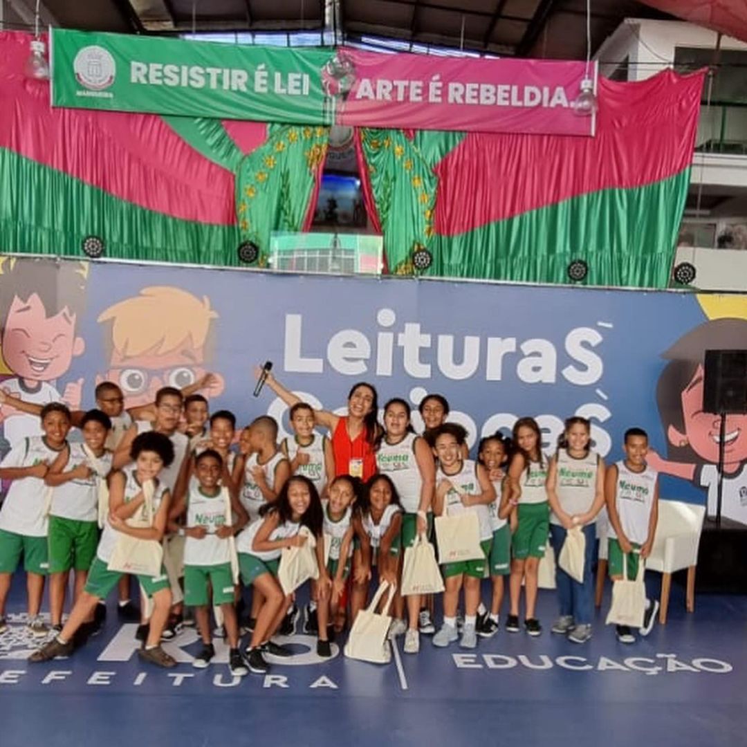 Children have fun at the first edition of FLIC Mangueira, in 2023, held in the samba school's court. Photo: Promotion/Mangueira