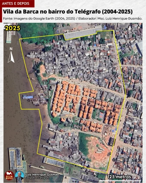 Aerial map of Vila da Barca, located in the Telégrafo neighborhood, which is part of Belém's central region. Source: Luiz Henrique Gusmão