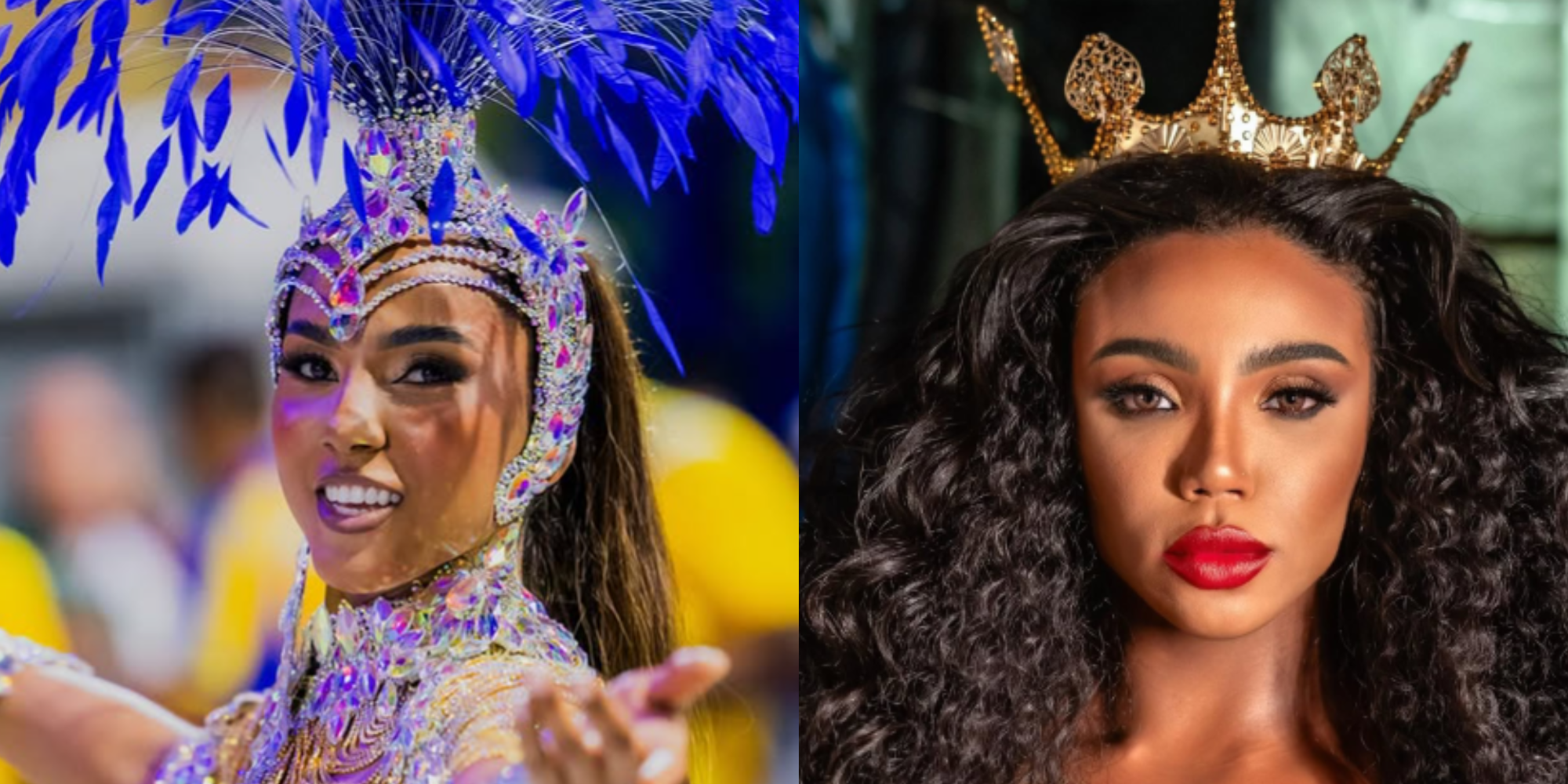 Favela samba queens Mayara Lima, from Paraíso do Tuiuti, and Evelyn Bastos, from Estação Primeira de Mangueira, were both born and raised in the favelas where their samba schools are located. Photomontage: Mayara by Ewerton Pereira and Evelyn from her Instagram profile Favela samba queens Mayara Lima, from Paraíso do Tuiuti, and Evelyn Bastos, from Estação Primeira de Mangueira, were both born and raised in the favelas where their samba schools are located. Photomontage: Mayara by Ewerton Pereira and Evelyn from her Instagram profile