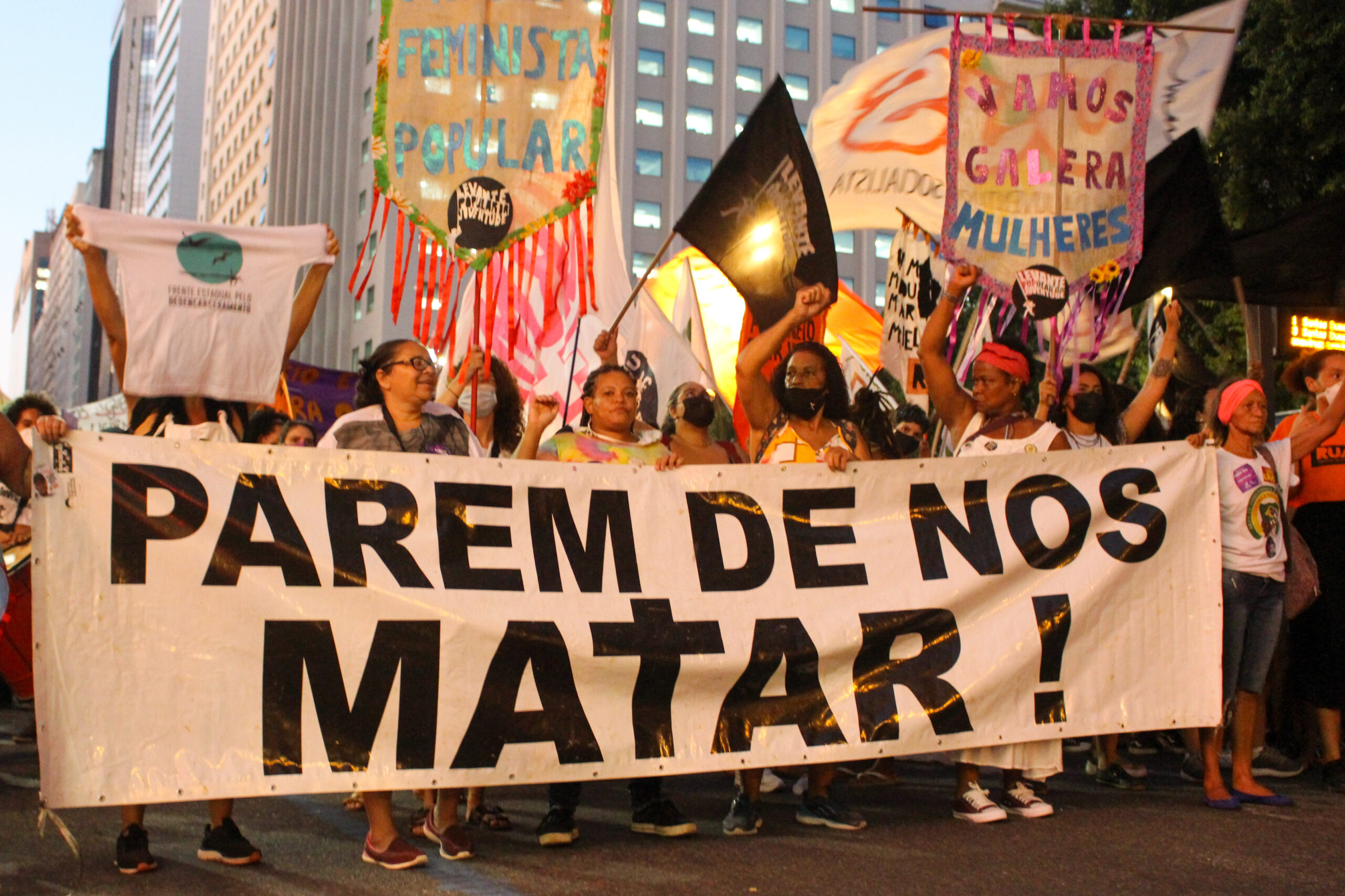 International Women's Day 2022 demonstration in Cinelândia, downtown Rio de Janeiro. Photo: Jaqueline Suarez International Women's Day 2022 demonstration in Cinelândia, downtown Rio de Janeiro. Photo: Jaqueline Suarez