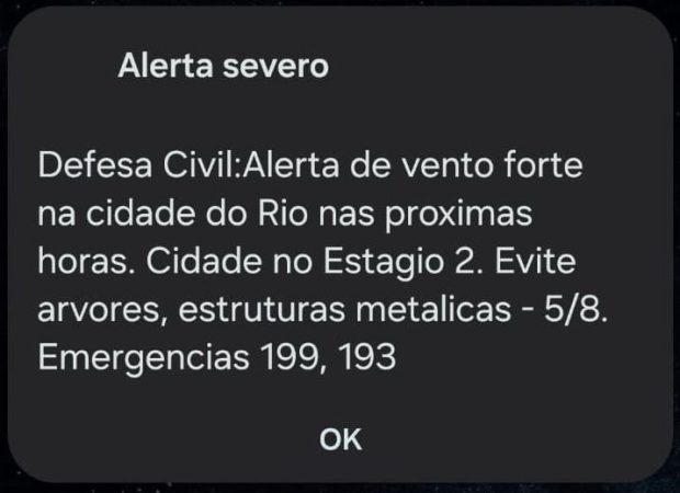 Civil Defense alert sent in the early hours of August 5. Photo: Reproduction