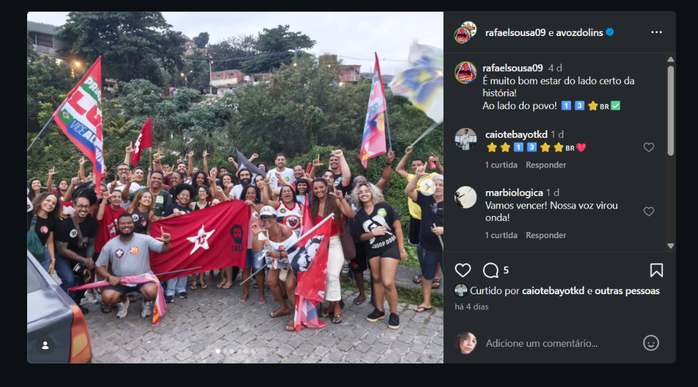 An event in Complexo do Lins drew several residents. Screenshot from social media An event in Complexo do Lins drew several residents. Screenshot from social media